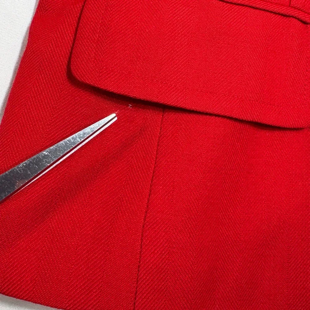 Christian Dior Blazer Womens Red Worsted Wool Herringbone Vintage Button Up USA